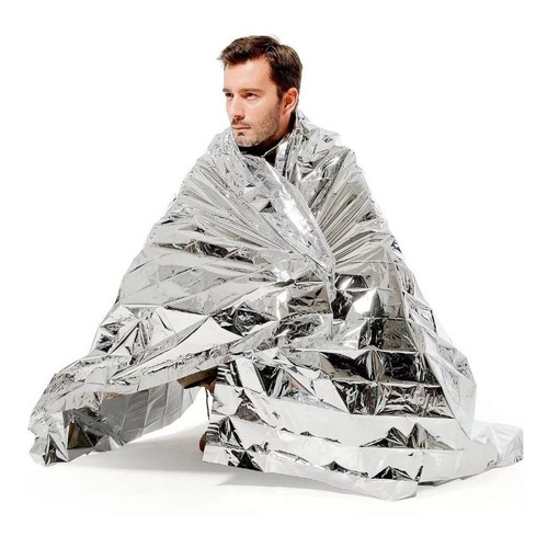 Manta Termica Sleeping Bag Catre 1.30x2.10 Mts Rescate Bolsa