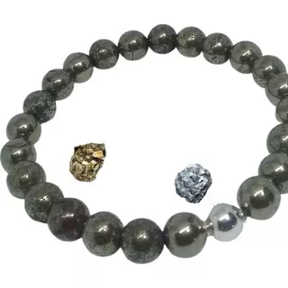 Pulsera Piedras Naturales Pirita + Plata 925