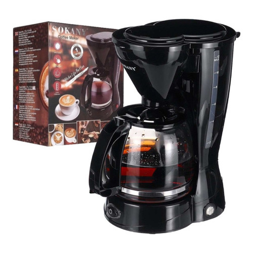 Cafetera Sokany Cm-123a Semiautomatica 800w 1-12 Tazas Cafe Color Negro