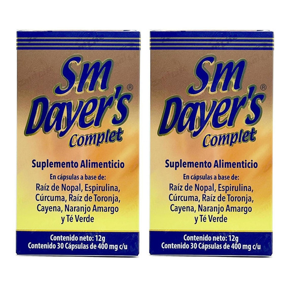 Sm Dayer's 2 Cajas De 30 Caps Raiz De Nopal, Toronja Cúrcuma