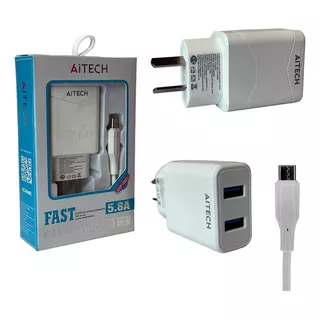 Cargador De Pared Aitech Fast Charger 5.8a 2 Usb Tipo C