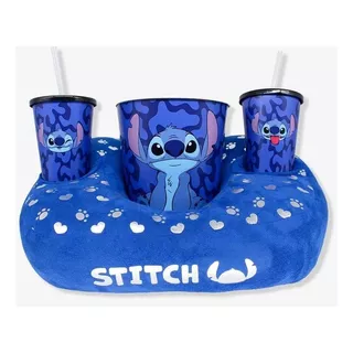 Almofada Porta Pipoca C 2 Copos  Disney Stitch Zona Criativa