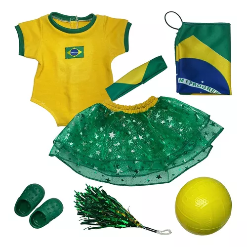 Roupa Boneca Bebê Reborn Uniforme Da Copa Pronta Entrega