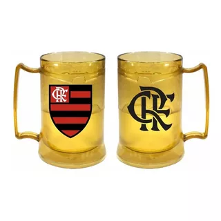 Caneca Copo Gel Flamengo Dourada 400ml Oficial