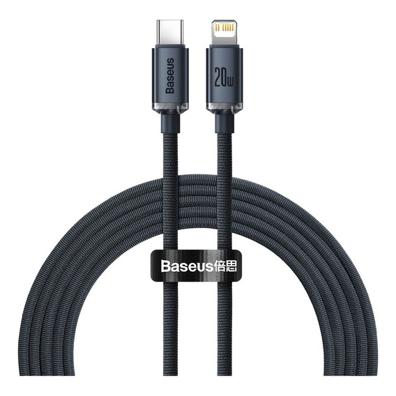 Cable Lightning A Usb-c 20w Carga Rapida 2mts Baseus Color Negro