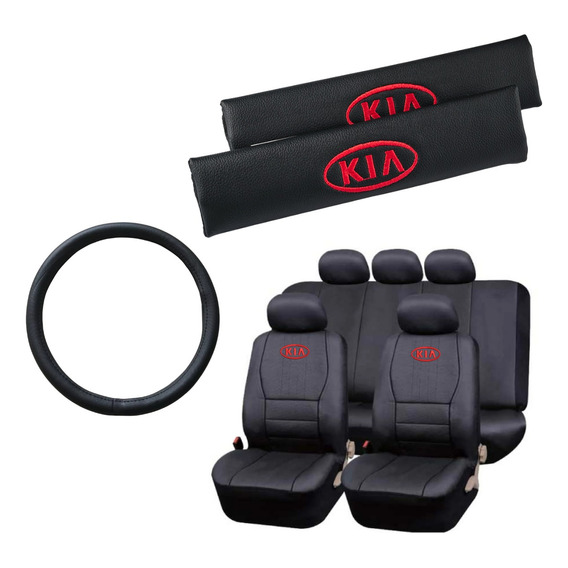 Funda Ecocuero Y Cubre Cinto Logo Kia Motors +  C. Volante