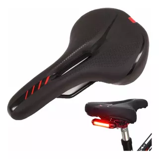  Asiento Sillin Bicicleta Cojin Ancho Suave Con Luz Trasera