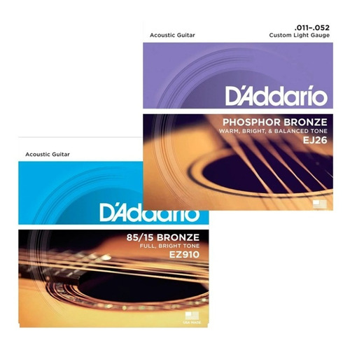 Guitarra Ultra Pack Strings d'Addario 011-052 Ez910 + Ej26