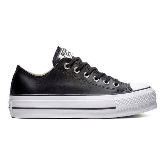 Converse Plataforma Piel Ctas Lift Blanco Negro Plataforma