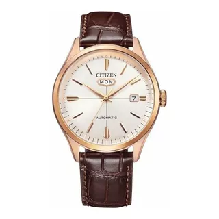 Relógio Citizen Masculino Automático Nh8393-05-a / Tz21205s Cor Da Correia Dourado Cor Do Bisel Ouro Rosa Cor Do Fundo Branco