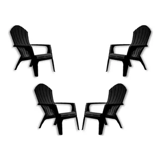 4 Sillas Sillon Mascardi Miami Negro Plastico Exterior Patio