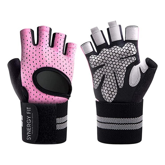 Guantes Para Gym Con Muñequera Mujer Rosa, Pesas, Crossfit