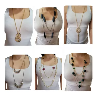 Pack 12 Collares Surtidos Largos  Fantasía Para Mujer  