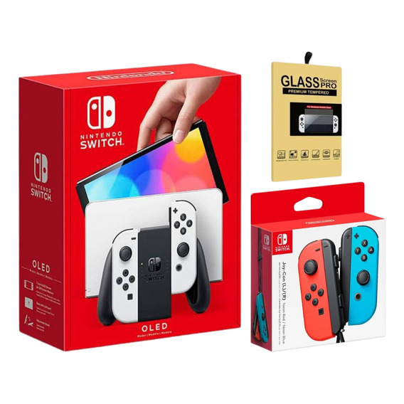 Nintendo Switch Oled Blanco + Joy-con Neon Red/ Neon Blue 