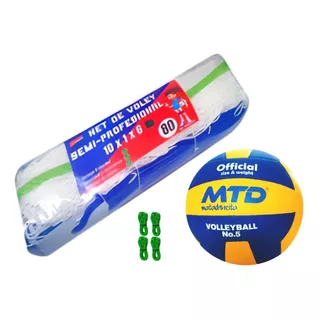 Net De Voley 10 Metros  Pack + Pelota + Cuerdas