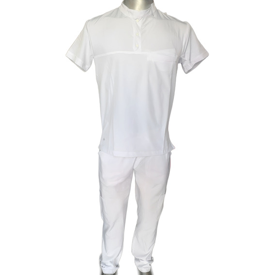 Uniforme Clínico Blanco Enfermería Strech Antifluidos Hombre