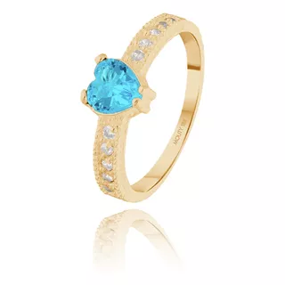 Anillo Promesa Fanny Oro 18 Kilates C. Azul Mouty