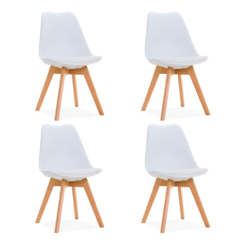 Silla Eames Tulip Almohadon Patas Madera Comedor X4 Color de la estructura de la silla Blanco