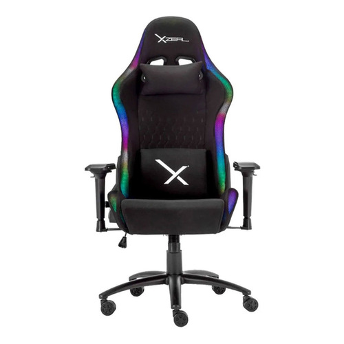 Silla de escritorio Xzeal RGB XZ15 gamer ergonómica  negra con tapizado de tela