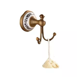 Accesorio De Baño Gancho Toallero Bronce Con Ceramica