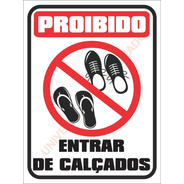 1 Placa Proibido Entrar De Calçado Sapato 15x20cm Ps Adesivo