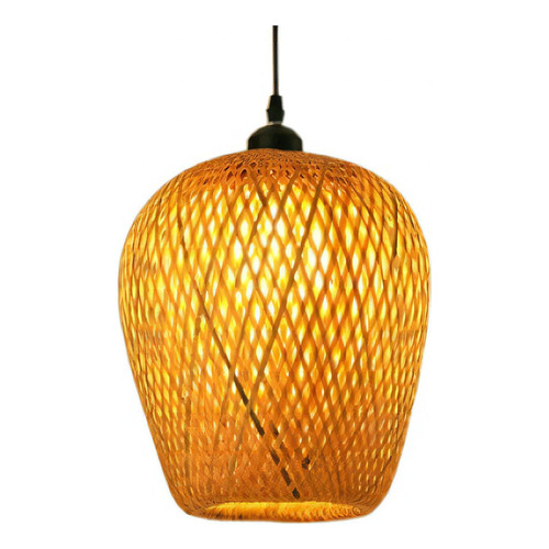 Lámpara Colgante Led Tejida De Bambú, Candelabro Colgante Color 26*19CM