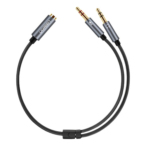 Cable adaptador Plug de 2 Jack hembras a 1 Plug macho Ugreen 20899 negro de 20cm