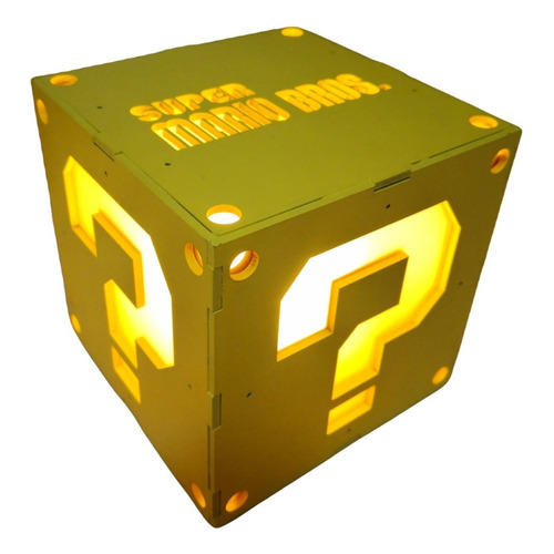 Lámpara Cubo De Mario Bros Luz Led Nintendo Color de la estructura Amarillo