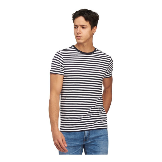 Camiseta Tommy Hilfiger Hombre Rayada Cuello Redondo