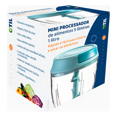 Mini Processador Manual Triturador De Alimentos Prático 1l