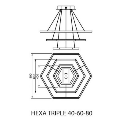 Lampara Colgante Led  Hexa Triple 80+60+40cm 119w   