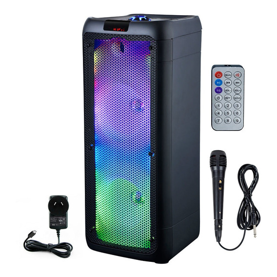Parlante Portátil Bluetooth Gadnic 4000w Luces Led Karaoke Color Negro