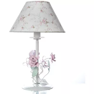 Abajur Metal Floral Rosa Quarto Bebê E Infantil Cor Da Estrutura Branco