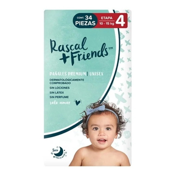 Pañales Rascal + Friends Premium, Etapa 4, 34unidades