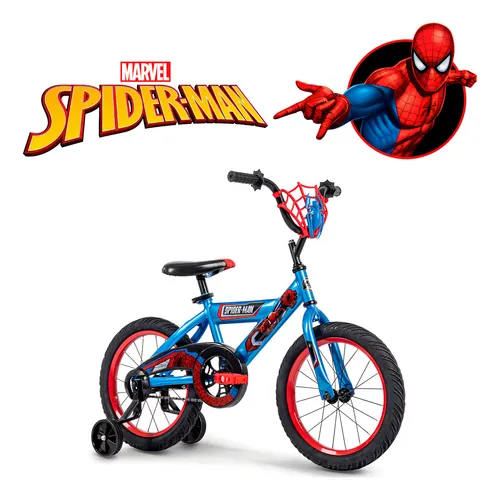 Bicicleta Para Niño Huffy Marvel Spiderman Rodada 16 Con Ruedas De