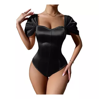 Body Corset Blusa Satin Mujer Panti Elegante Sexy Escotado B