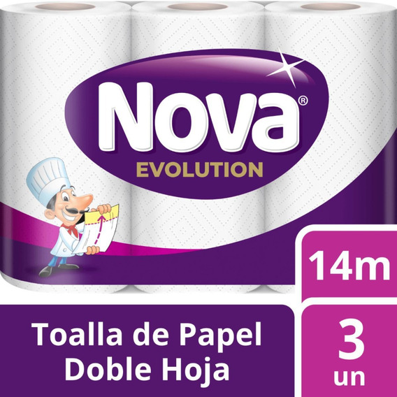 Toalla De Papel Nova Evolution Absorbente Rollo 3 Un 14 Mt