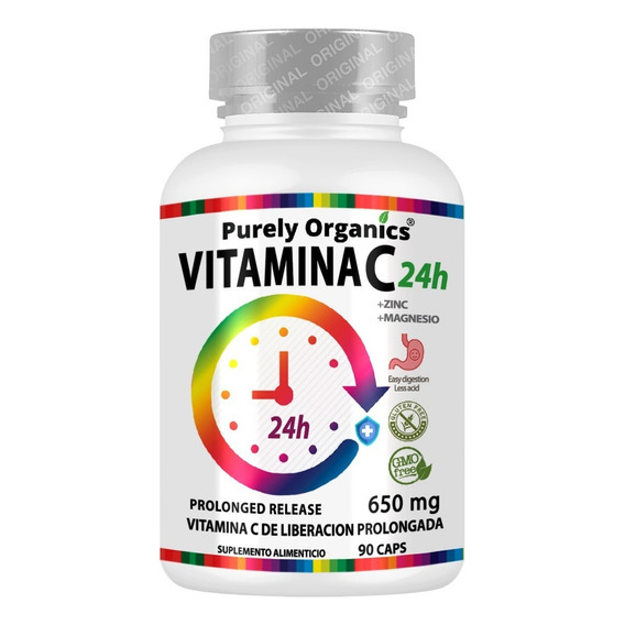 Vitamina C24h De Liberación Prolongada 90 Cápsulas Purely Organics