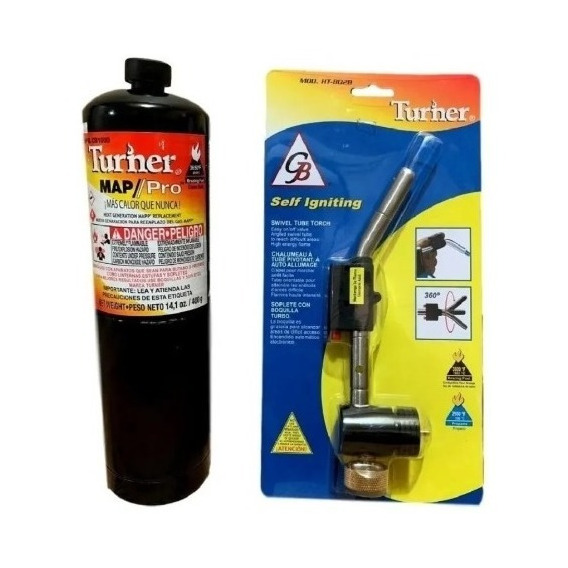 Kit Soplete Con Boquilla Y Gas Turner Para Soldar Refrig.