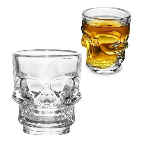 6 Tequileros Calavera Vaso Vidrio Shot Calaca Caballito 59ml Color Transparente