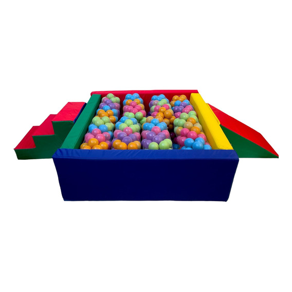 Alberca D Pelotas Cuadrada 120cm + Escalera+rampa+50 Pelotas