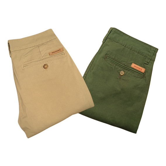 2 Pack Pantalones Estilo Chino De Gabardina Hombre Holstone