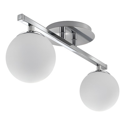 Plafon 2 Luces Barral Elyn Cromo Globo 15cm Opal E27 Rosca  Cromo
