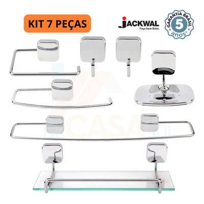 Kit Acessórios Banheiro Lavabo De Metal Joy 7 Peças Jackwal