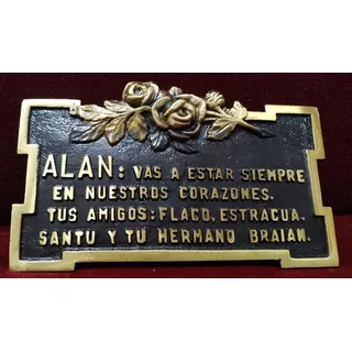 Placa Recordatoria Cementerio 15x9 Fundicion Bronce Rosa