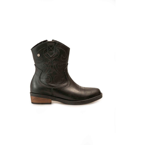 Bota Texana De Cuero Negro Ladise Mujer Heyas