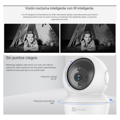 Ezviz C6n - Cámara De Seguridad Wifi De 2mp Visión Nocturna Color Blanco