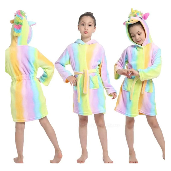 Bata Pijama De Baño Franela En Forma De Unicornio Kawaii