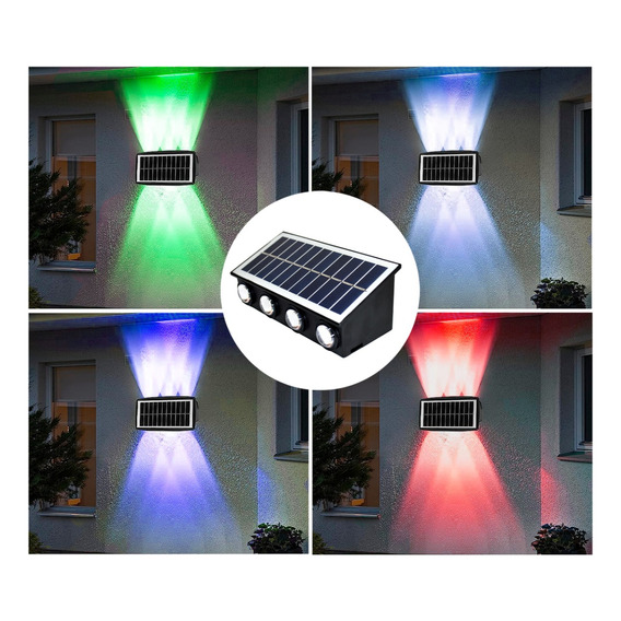 Lampara Solar Led De Pared Luz Rgb Para Uso Exterior 