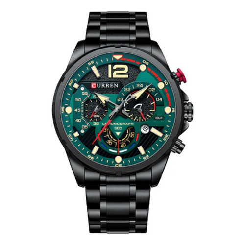 Reloj De Hombre Edición Especial Curren® 8395 A+ Color de la correa Negro Color del fondo Verde oscuro